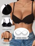 OEM ODM Underwire Bra Nylon Spandex Push up Three Quarter Cup Adjustable Straps Daily Lingerie with Two Hook-and-eye Closure