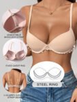 OEM ODM Underwire Bra Nylon Spandex Push up Three Quarter Cup Adjustable Straps Daily Lingerie with Two Hook-and-eye Closure